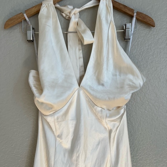Start of Forever Ivory Satin Halter Mermaid Maxi Dress Small - Picture 10 of 13
